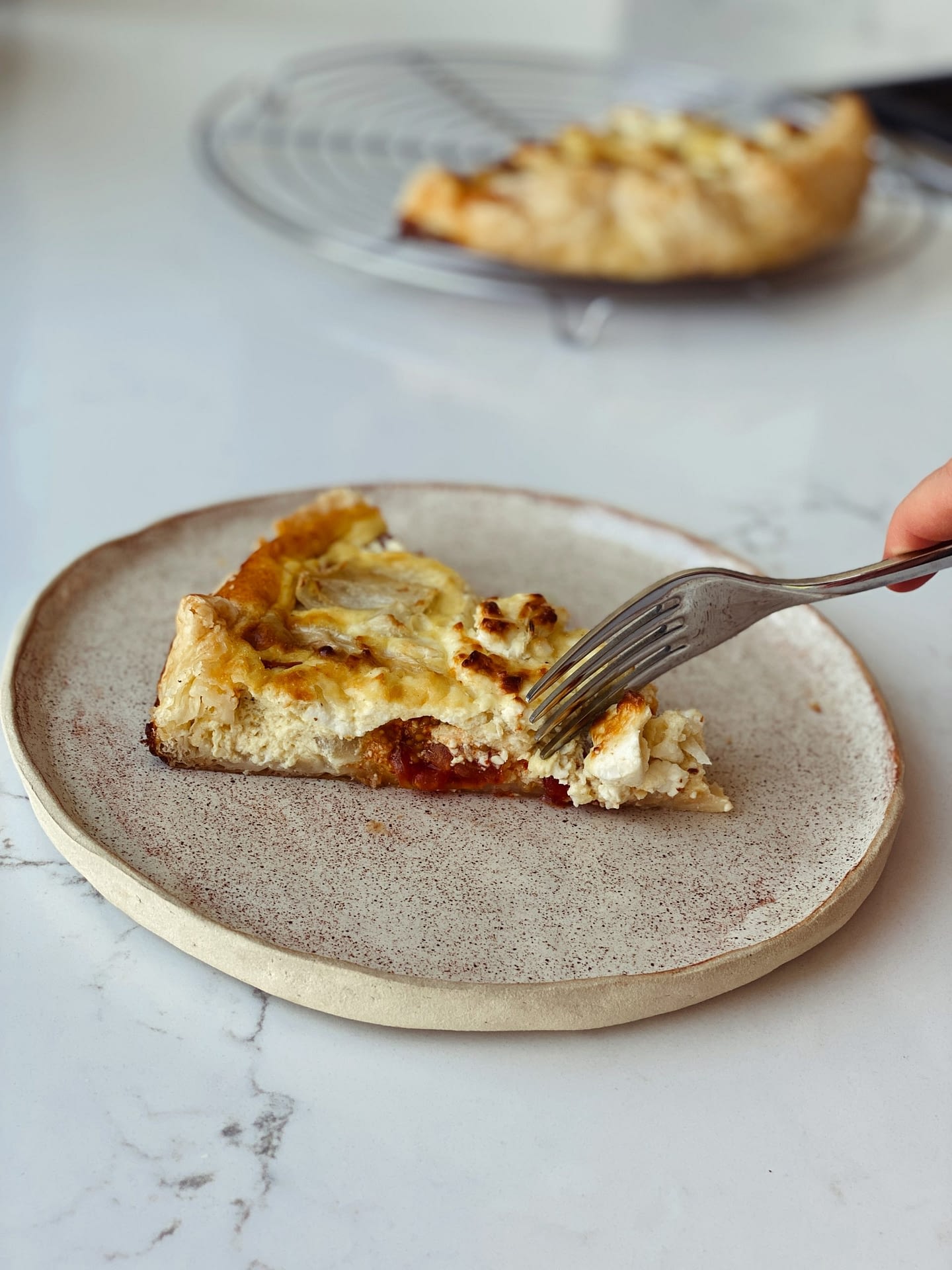 Quiche aux tomates cerises, oignons et feta